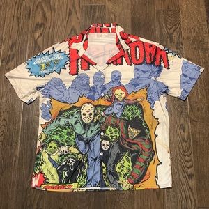 Horror Short Sleeve Button Up Mens Size XL